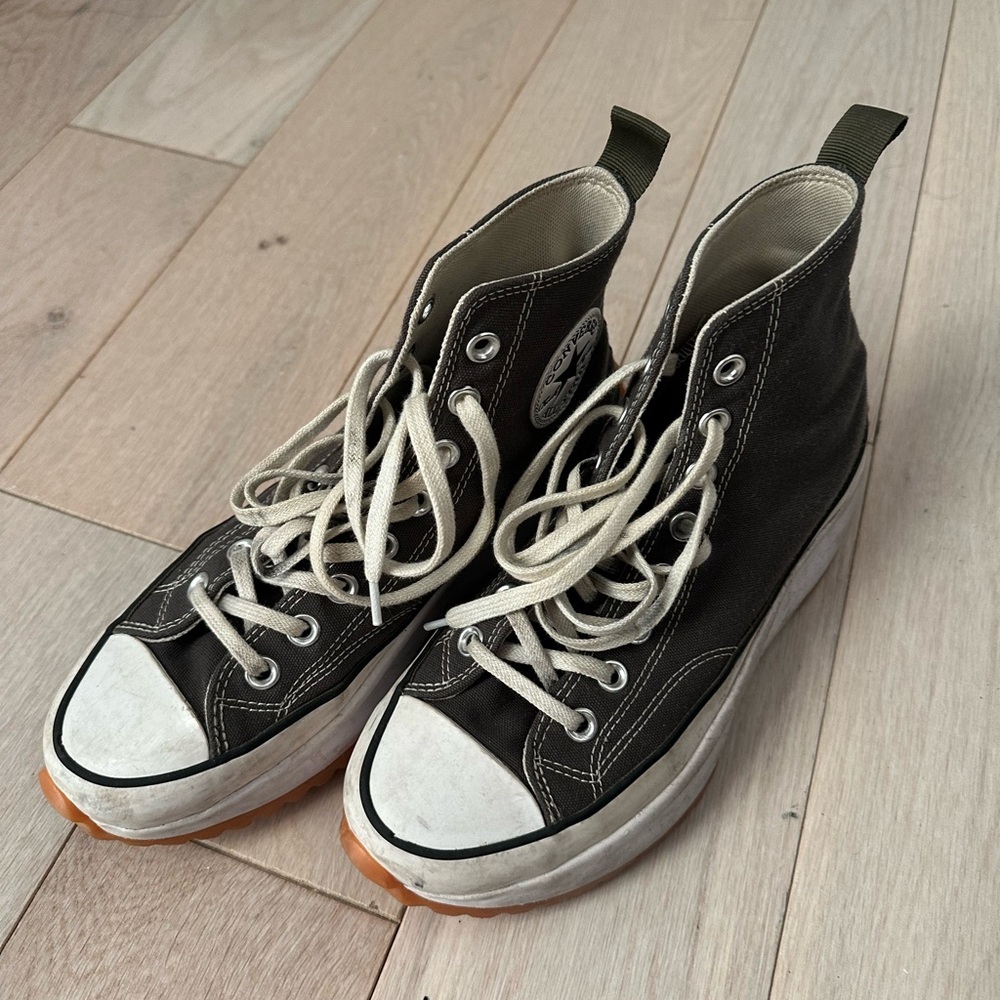 Green Canvas Khaki Converse Run Star Hike, Women size 8